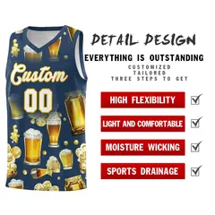 Midnight Blue National Beer Day Beer Bubble Basketball Jersey 5