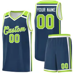 Midnight Blue Neon Green White Charge Series Basketball Jersey 1