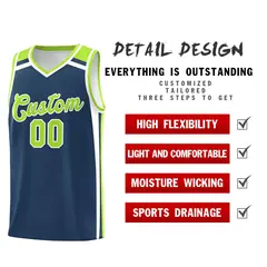 Midnight Blue Neon Green White Charge Series Basketball Jersey 2