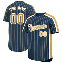 Midnight Blue Old Gold Pinstripe Two-tone Side Baseball Jersey 1