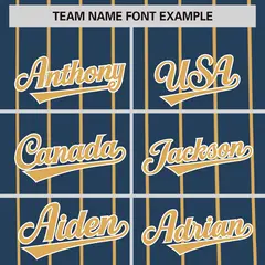 Midnight Blue Old Gold Pinstripe Two-tone Side Baseball Jersey 3