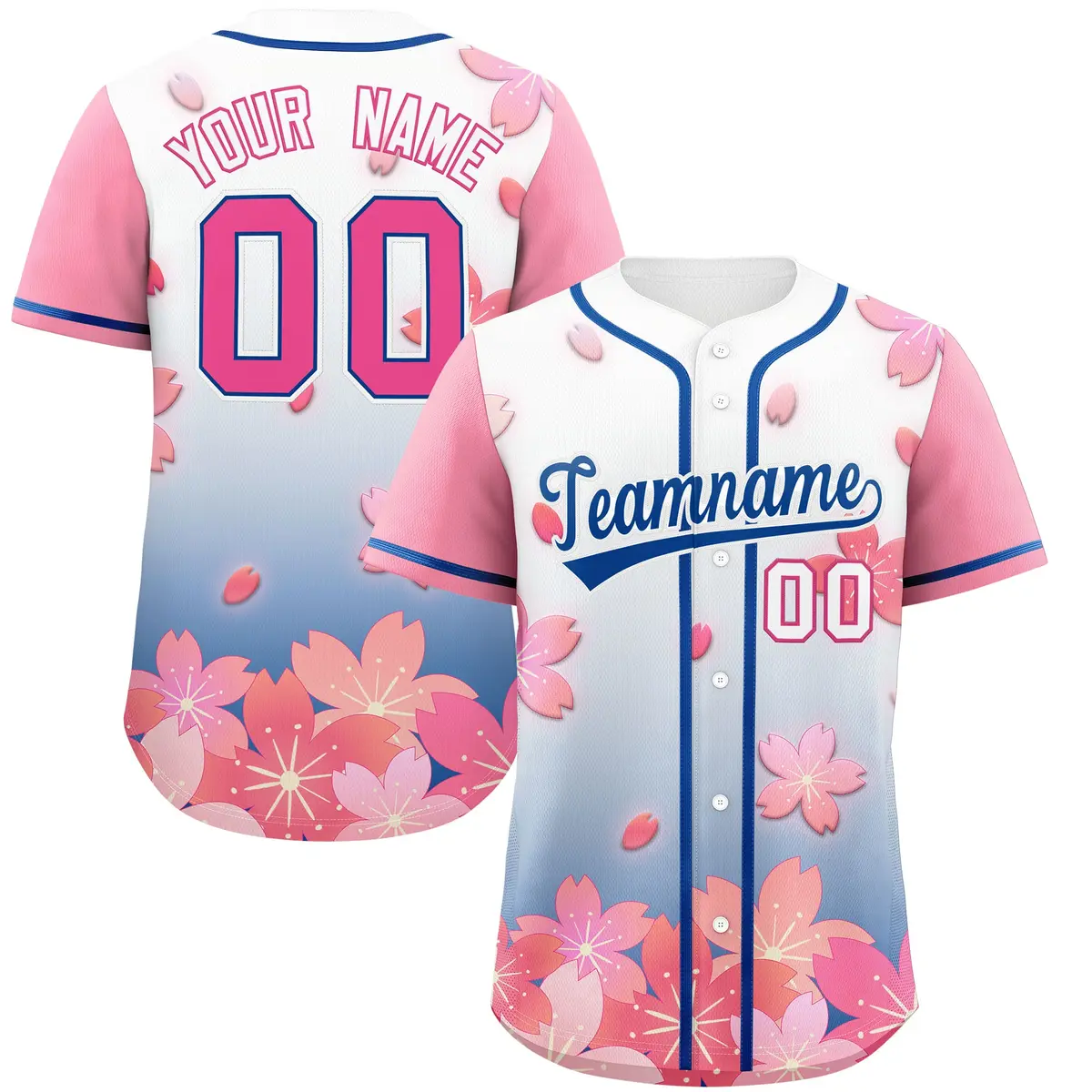 Midnight Blue Pink Cherry Blossom Graffiti Baseball Jersey