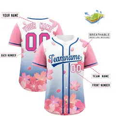 Midnight Blue Pink Cherry Blossom Graffiti Baseball Jersey 2