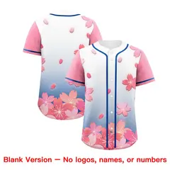 Midnight Blue Pink Cherry Blossom Graffiti Baseball Jersey 7