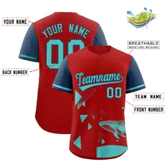 Midnight Blue Red Raptor Series Raglan Baseball Jersey 2