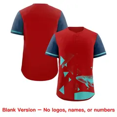 Midnight Blue Red Raptor Series Raglan Baseball Jersey 8