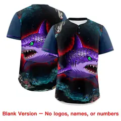 Midnight Blue Red White Shark Graffiti Baseball Jersey 7