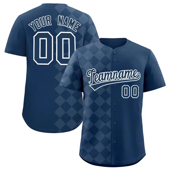 Midnight Blue Rhombus Design Authentic Baseball Jersey