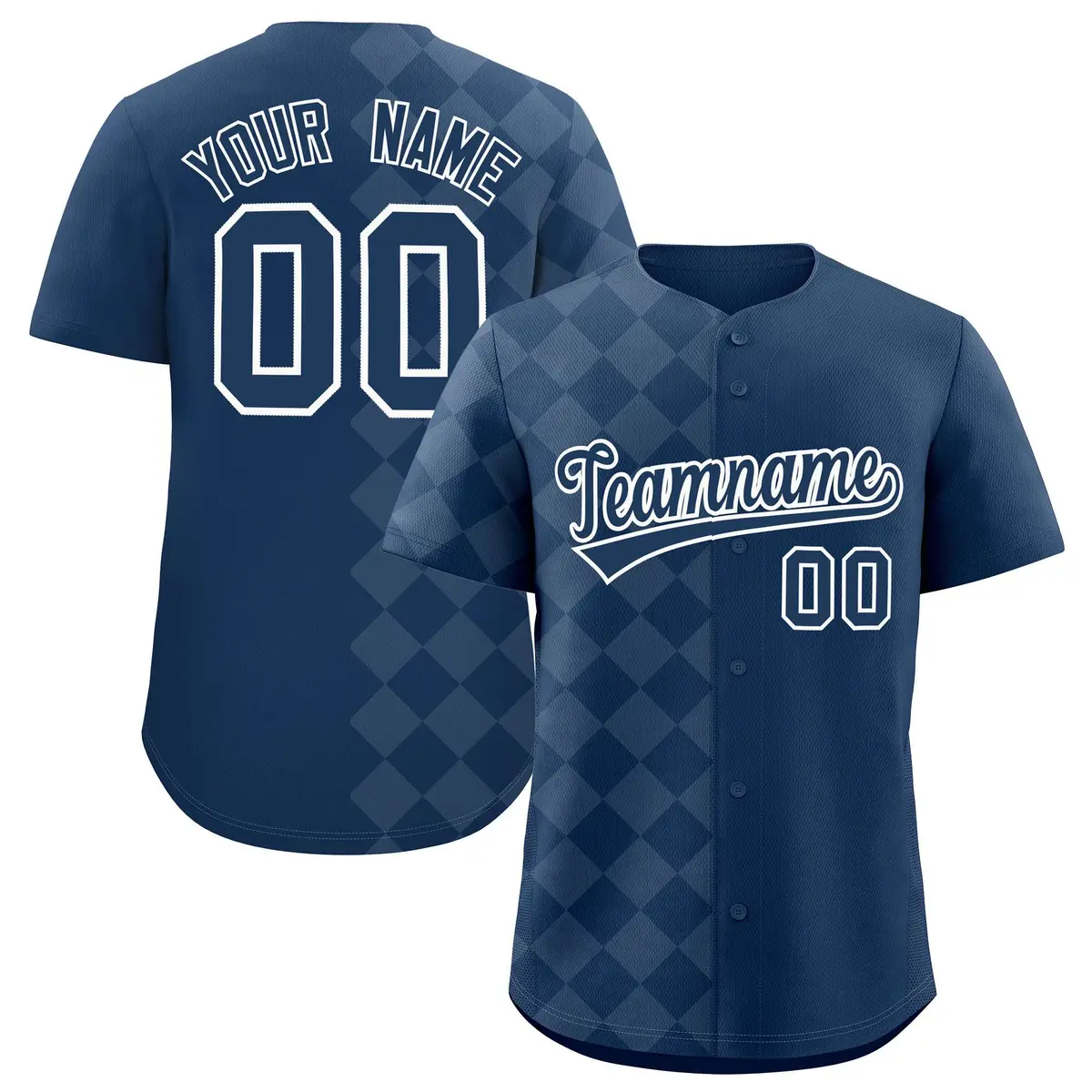 Midnight Blue Rhombus Design Authentic Baseball Jersey