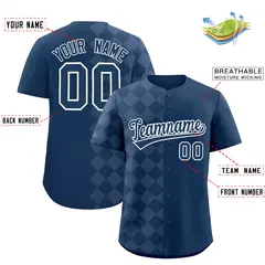 Midnight Blue Rhombus Design Authentic Baseball Jersey 2