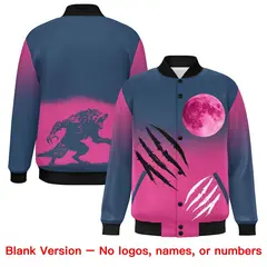 Midnight Blue Rose Red Black Halloween Skeleton Varsity Jacket Stretch Fabric 8