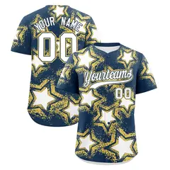 Midnight Blue Star Graffiti Baseball Jersey