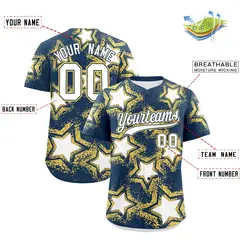 Midnight Blue Star Graffiti Baseball Jersey 2