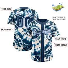 Midnight Blue Tie-Dye Graffiti Pattern Baseball Jersey 2