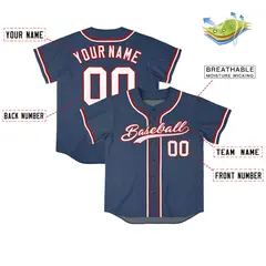Midnight Blue Vintage Denim Baseball Jersey 4