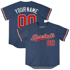 Midnight Blue Vintage Denim Baseball Jersey