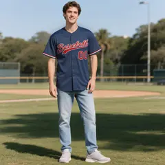 Midnight Blue Vintage Denim Baseball Jersey 2