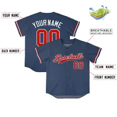 Midnight Blue Vintage Denim Baseball Jersey 4