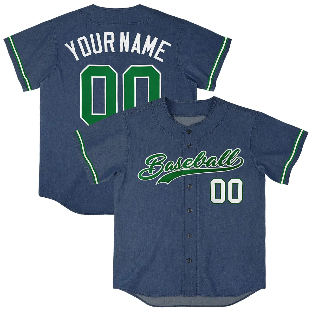Midnight Blue Vintage Denim Baseball Jersey