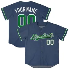 Midnight Blue Vintage Denim Baseball Jersey