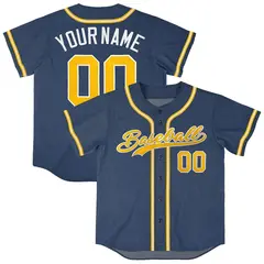 Midnight Blue Vintage Denim Baseball Jersey