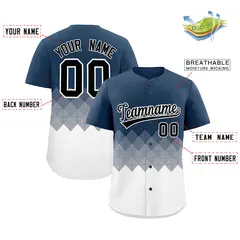 Midnight Blue White Grid Blur Pattern Baseball Jersey 2