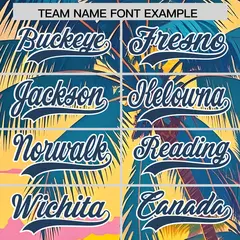 Midnight Blue White Hawaiian Graffiti Palm Tree Baseball Jersey 3