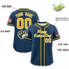 Midnight Blue Yellow White Father's Day Baseball Jersey 2