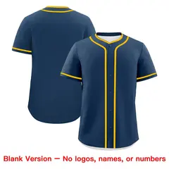 Midnight Blue Yellow White Father's Day Baseball Jersey 7