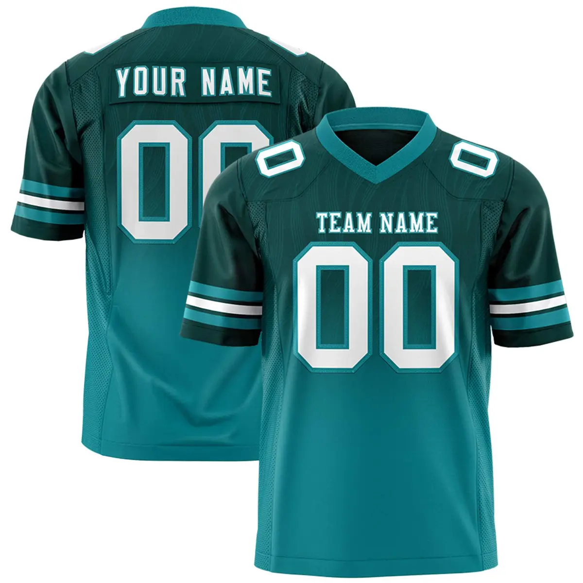 Midnight Green Aqua Gradient Outdoor Flag Football Jersey