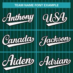 Midnight Green Aqua-White Stripe Full Button Baseball Jersey 3