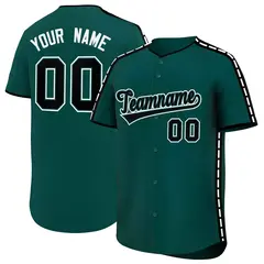 Midnight Green Black Color Block Dotted Side Baseball Jersey 1