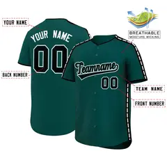Midnight Green Black Color Block Dotted Side Baseball Jersey 2