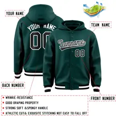 Midnight Green Black Color Block Varsity Letterman Jacket Hoodie 4