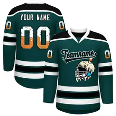 Midnight Green Black Ice Cream Helmet Pattern Hockey Jersey