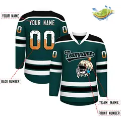 Midnight Green Black Ice Cream Helmet Pattern Hockey Jersey 2