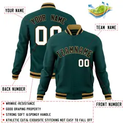 Midnight Green Black-Old Gold Varsity Full-Snap Letterman Jacket 4