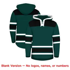 Midnight Green Black Raglan Lace-Up Neck Hockey Hoodie Jersey 7