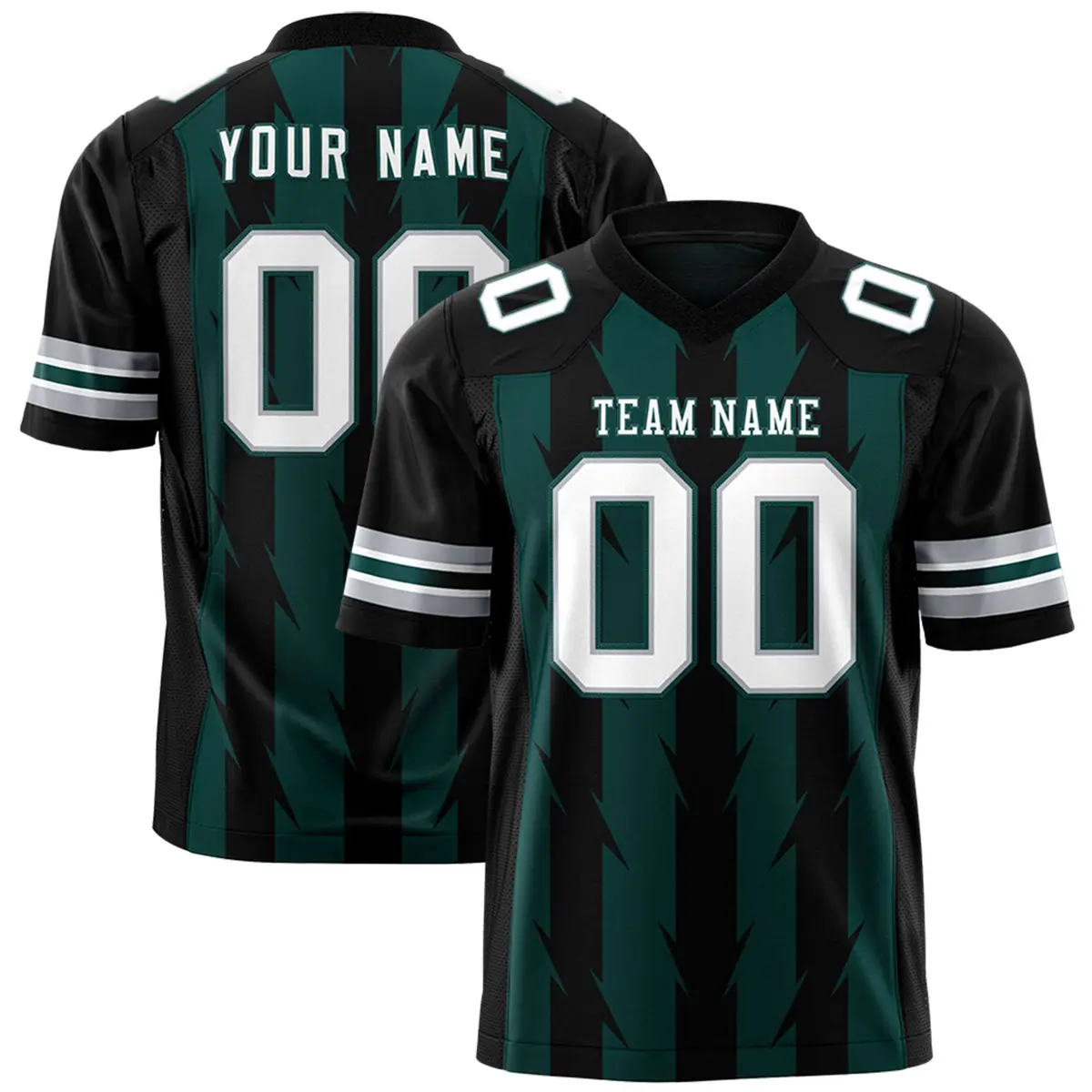 Midnight Green Black Razr Stripe Graffiti Flag Football Jersey