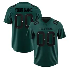 Midnight Green Black Sequin Lettering Football Jersey 1