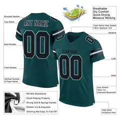 Midnight Green Black-White Classic Mesh Football Jersey 2
