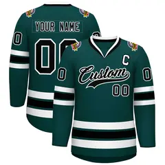 Midnight Green Black-White Classic Style Hockey Jersey 1