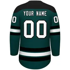Midnight Green Black White Lace-Up Neck Hockey Jersey 4