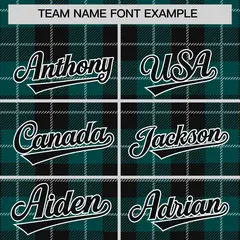Midnight Green Black-White Plaid Varsity Letterman Jacket 3