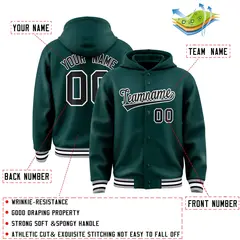Midnight Green Black-White Varsity Letterman Hoodie Jacket 4
