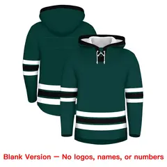 Midnight Green Black Wrinkle-Resistant Lace-Up Neck Hockey Hoodie 7