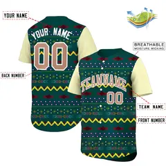Midnight Green Cream White Mexican Style Baseball Jersey 2
