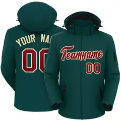Midnight Green Crimson-Khaki Classic Style Waterproof Jacket 1