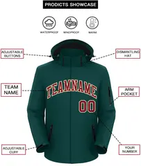 Midnight Green Crimson-Khaki Classic Style Waterproof Jacket 2