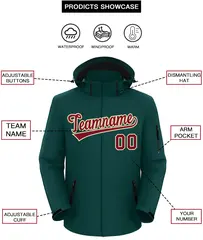 Midnight Green Crimson-Khaki Classic Style Waterproof Jacket 2